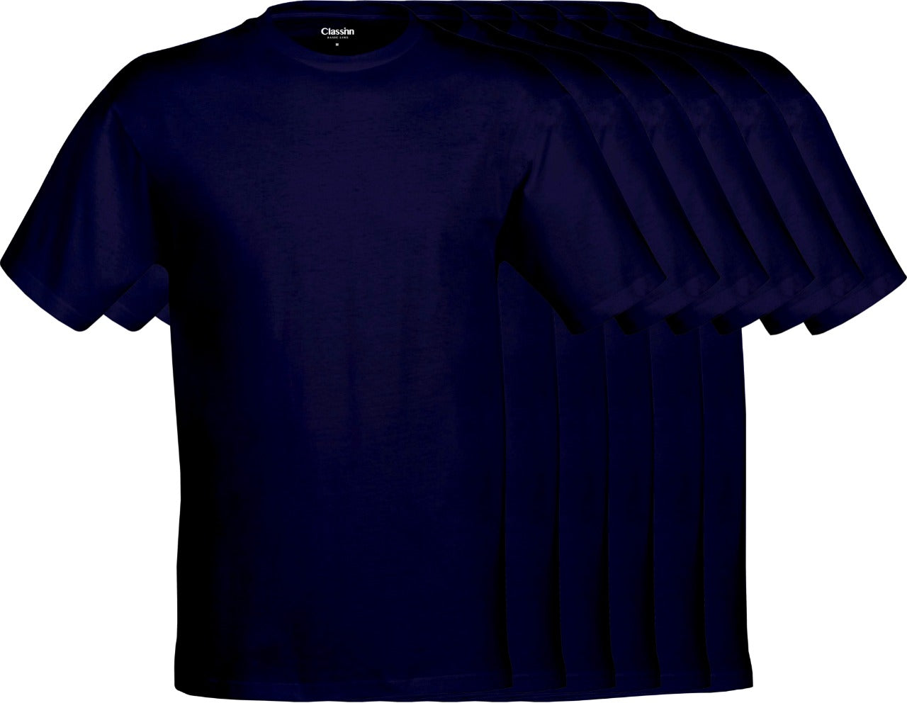 Classinn® Basic T-SHIRT rond hals marine 6 peices