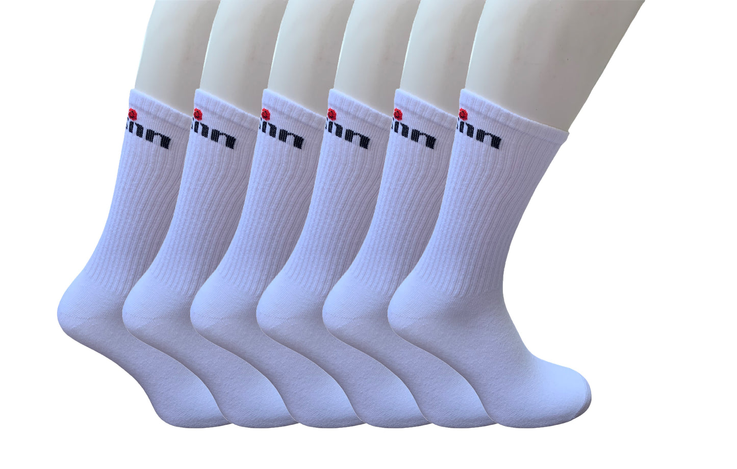 Classinn Crew inn plain geribbelde sokken katoen 12 paar wit Maat 43-46 met logo - Classinn