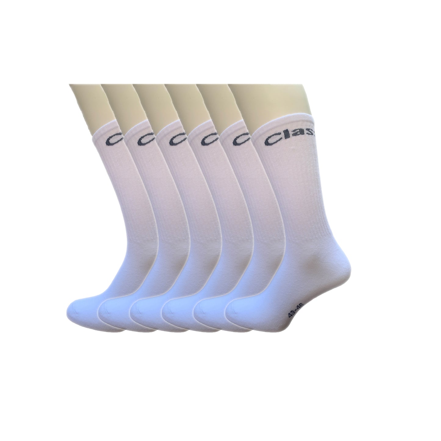 Classinn Crew inn plain geribbelde sokken katoen 12 paar wit Maat 43-46 met logo - Classinn