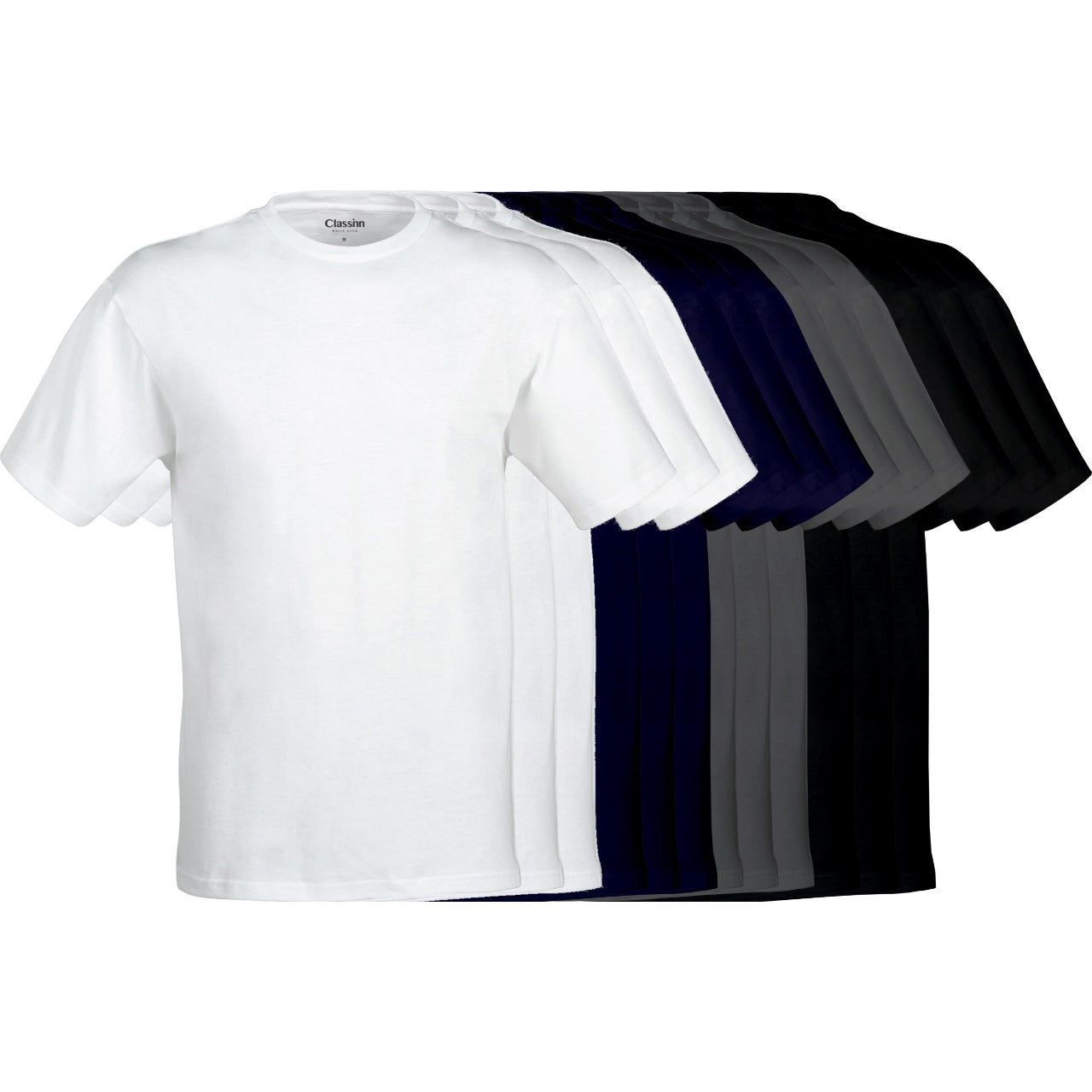 Classinn® Basic T-SHIRT rond hals marine  6 peices 