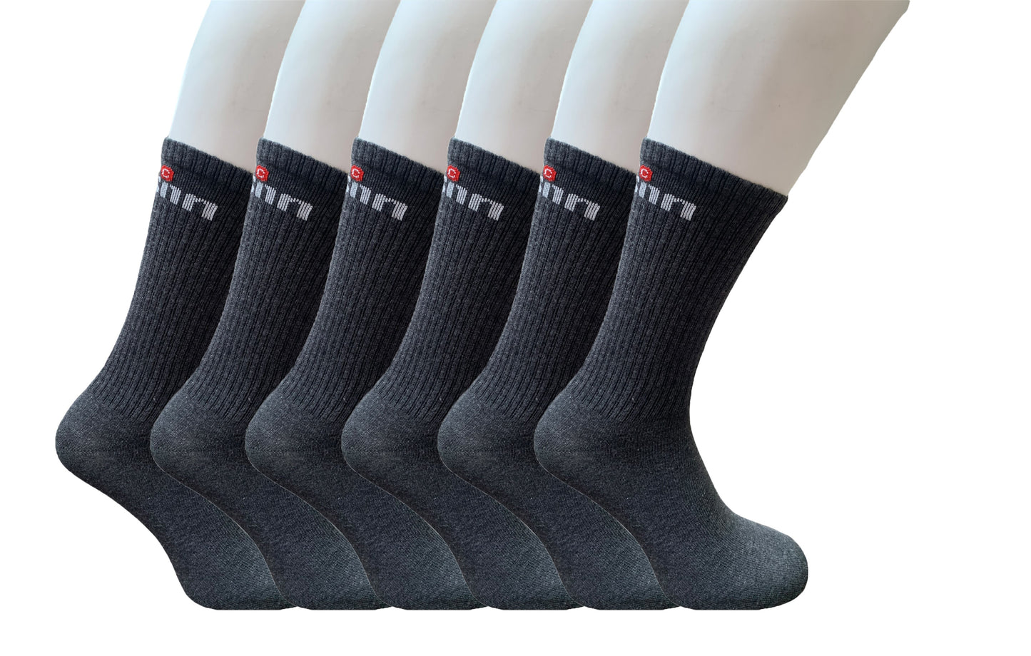 Classinn Crew inn plain geribbelde sokken katoen 12 Paar antraciet melange Maat 43-46 met logo - Classinn