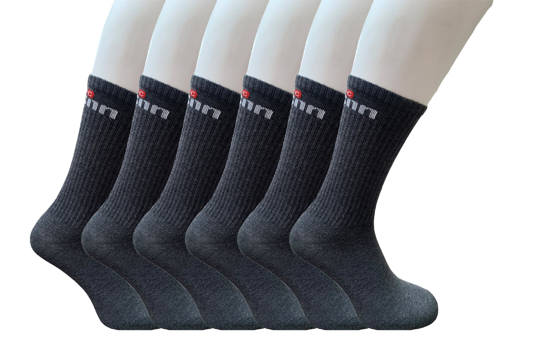 Classinn Crew inn plain geribbelde sokken katoen 12 Paar antraciet melange Maat 43-46 met logo - Classinn