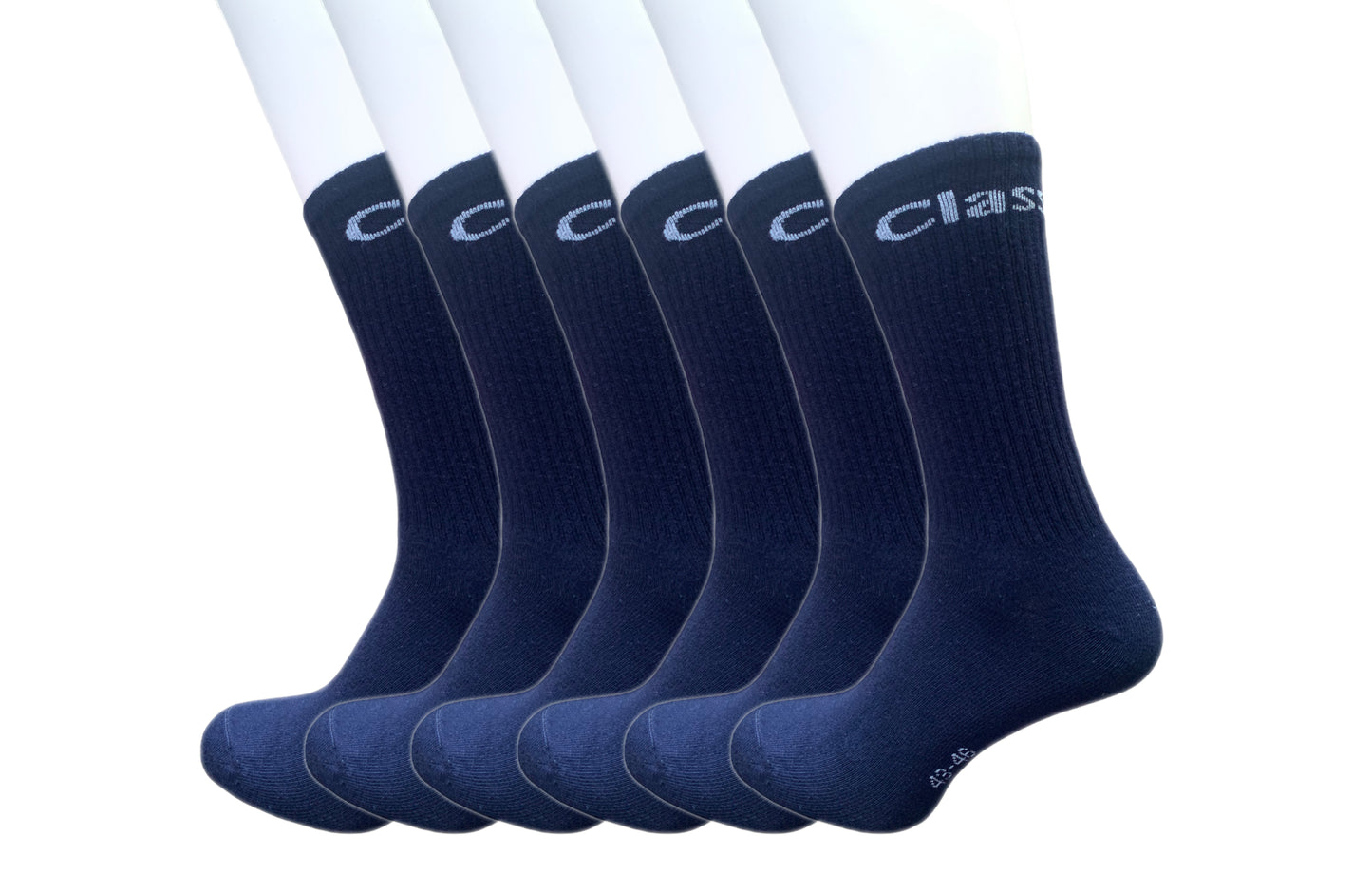 Classinn Crew inn plain geribbelde sokken katoen 12 Paar marine blue Maat 39-42 met logo - Classinn