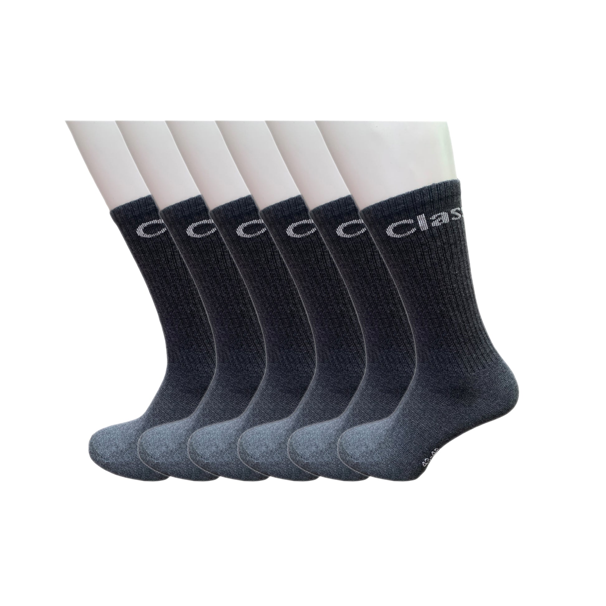 Classinn Crew inn plain geribbelde sokken katoen 12 Paar antraciet melange Maat 43-46 met logo - Classinn
