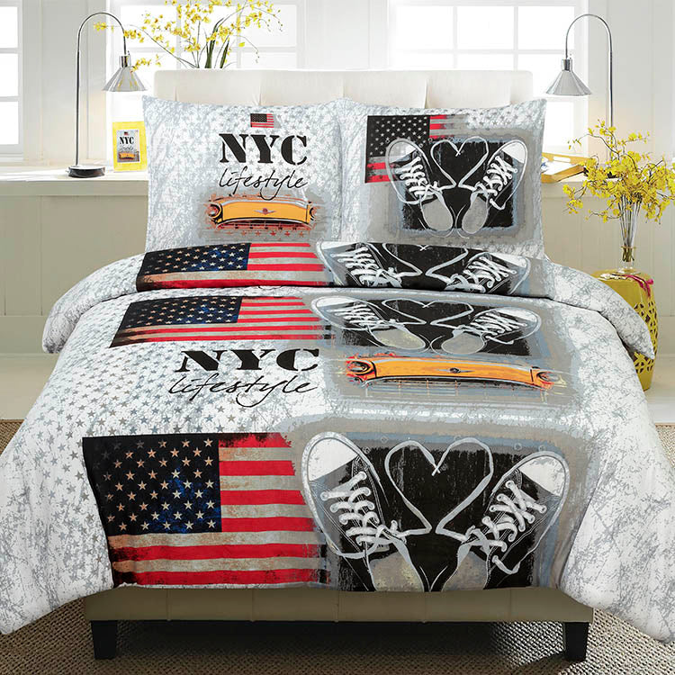 Homéé dekbedovertrekset NYC Lifestyle - Lits-jumeaux 240x200/220cm + 2 slopen 100% katoen - Classinn