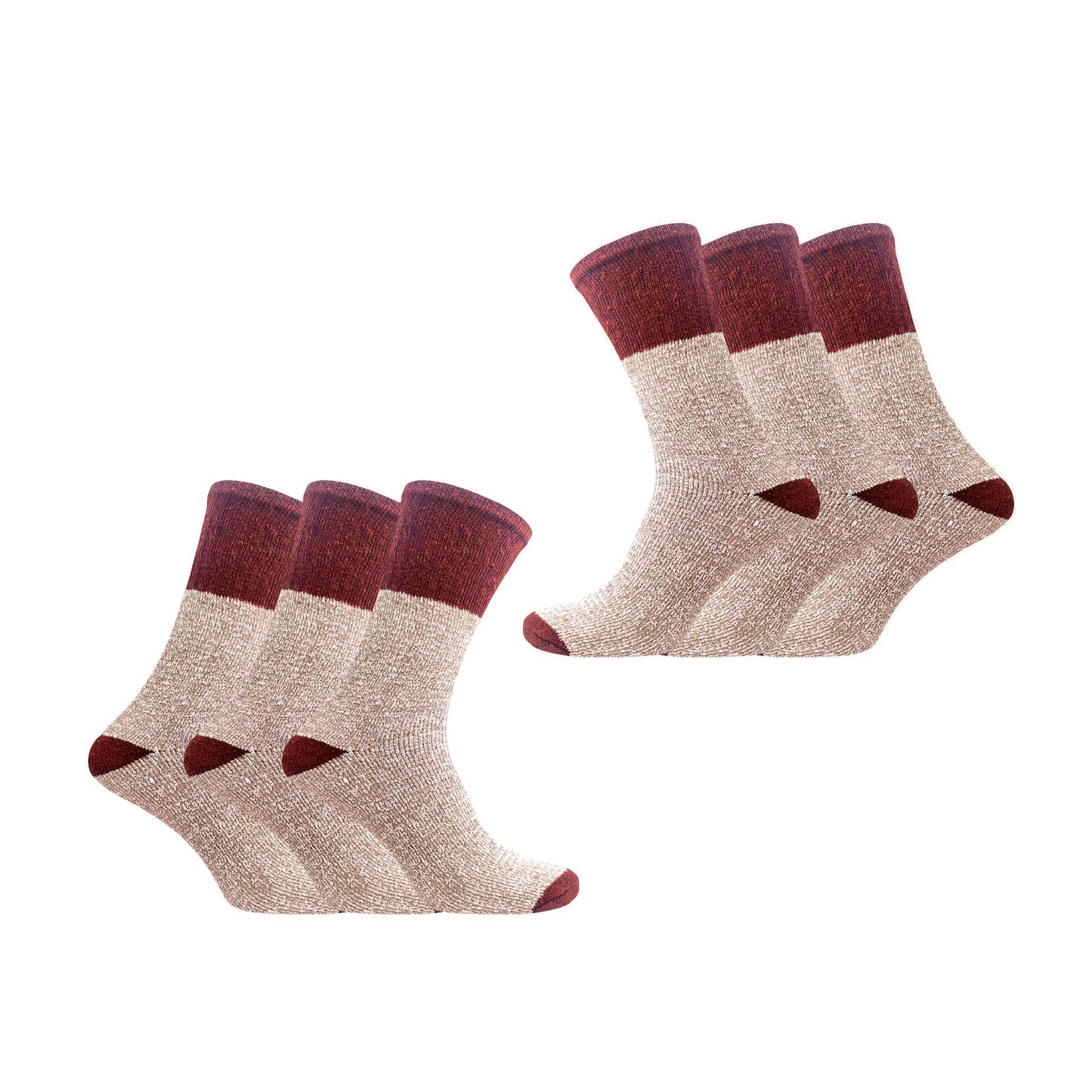 Classinn® Trango Valley Dames Thermosokken zoder elastiek - eenmaat 36 - 41 - Bordeaux - 6 paar 